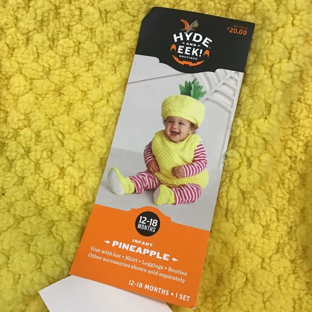 Pineapple Infant Costume Sz 12-18Mos Warm Halloween Hat Booties‎ Hyde & Eek New